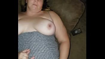 Making wife cum on couch during movie