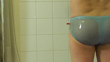 Wet sheer light Blue Aussiebum speedo