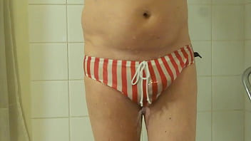 Wet sheer RedWhite Aussiebum Speedo